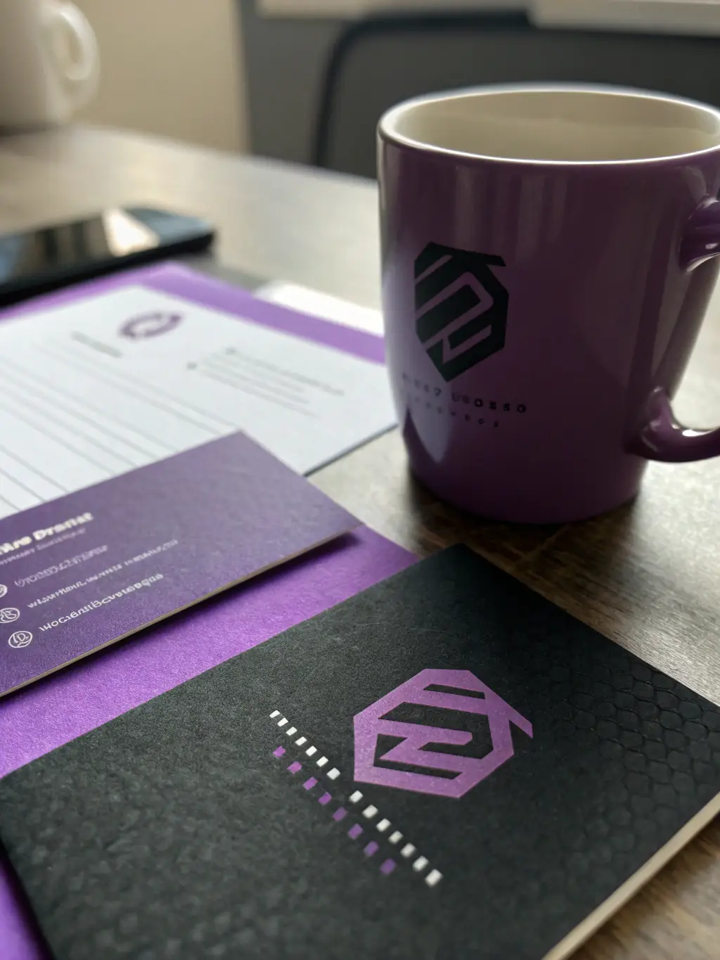 A professional, brightly lit studio shot of a Brex corporate card with a small business logo subtly displayed on a nearby laptop screen.